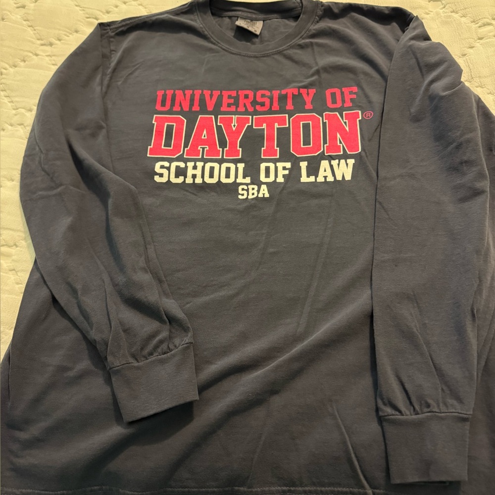 University of Dayton School of Law Long Sleeve Tee - Navy with Red & White Print